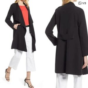 Halogen Black Drape Front Trench Coat